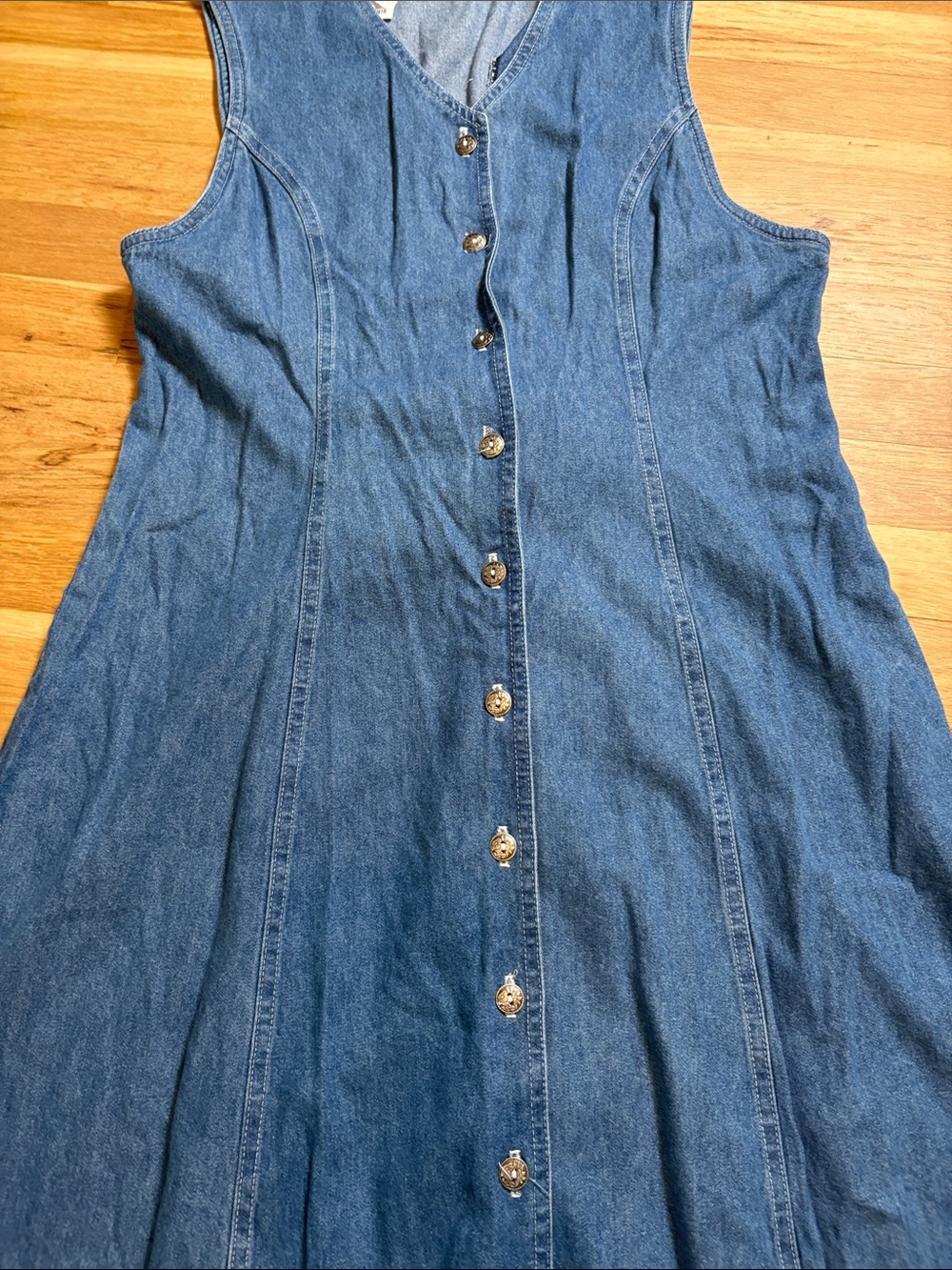 Y2K Stephanie K by Koret Dark Blue Denim Button-Front Midi Dress - Picture 5 of 15